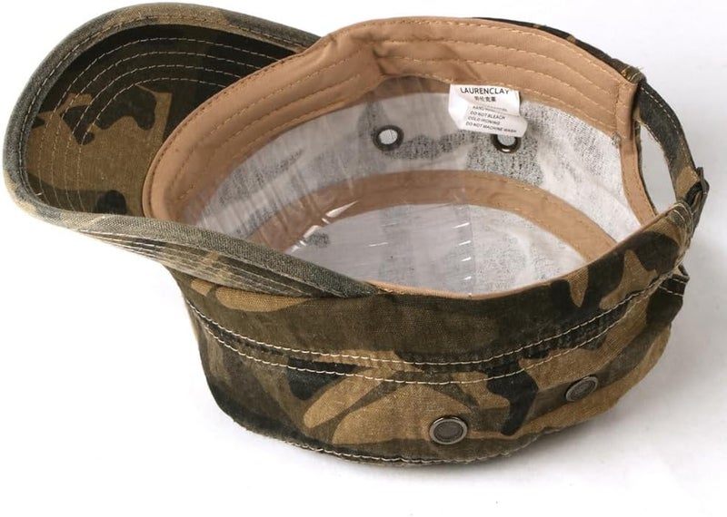 FASHIXD Military Flat Top Cap, Washed Cotton Vintage Adjustable Cadet Army Camo Hat, Outdoor Camping Baseball Cap for Men Women - Image 5